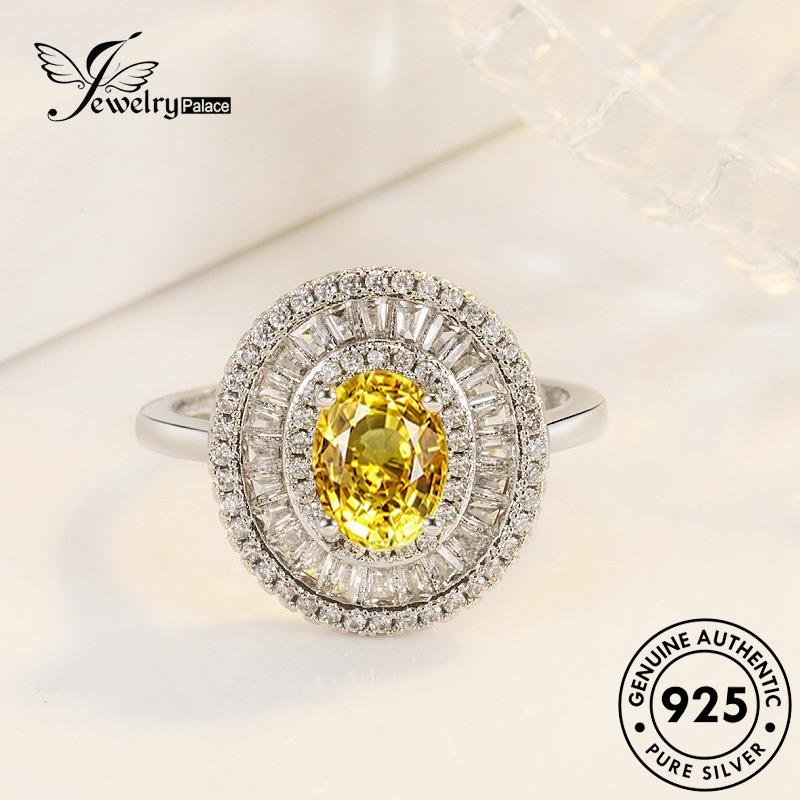 Jewelrypalace Cincin Asli Citrine Mewah Wanita Perak Oval925 R1039