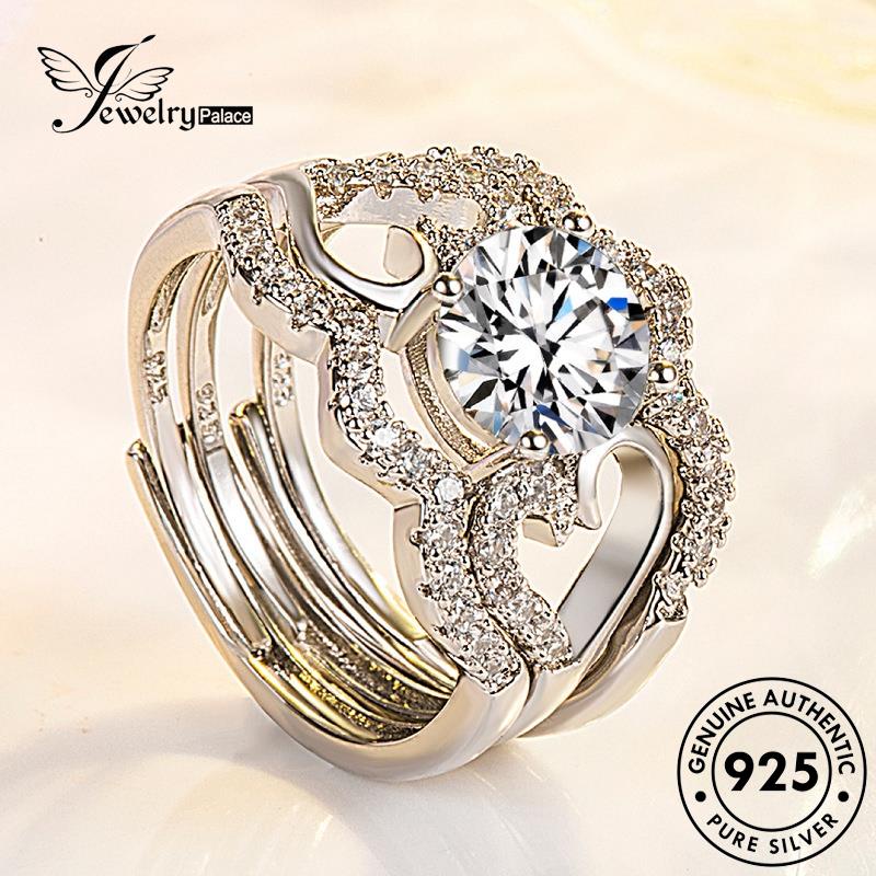 Jewelrypalace Moissanite925 Cakar Empat Emas Asli Perak Mewah Cincin Couple Berlian R1099