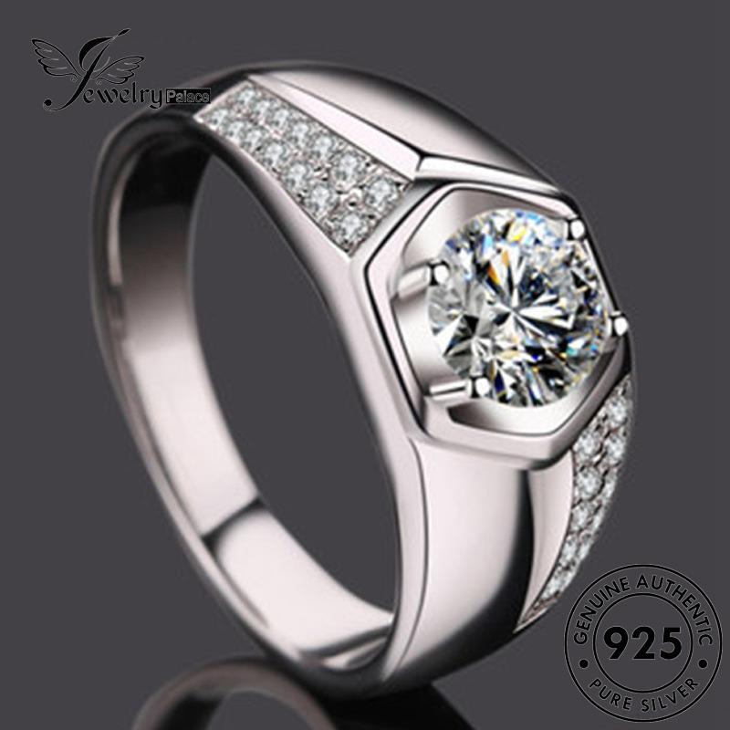 Jewelrypalace Moissanite Fashion Pria Cincin Berlian925 Perak Asli R1109