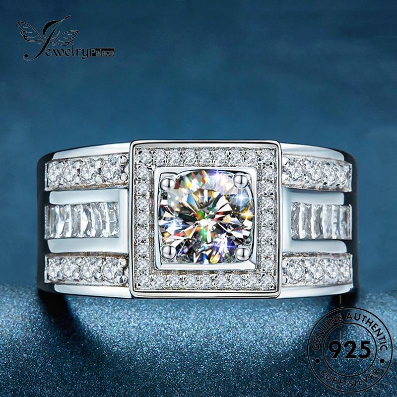 Jewelrypalace 925cincin Berlian Asli Klasik Perak Wanita Moissanite R970