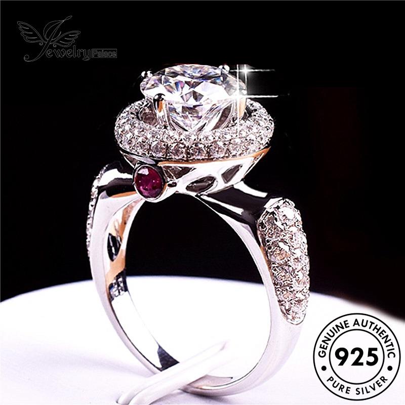 Jewelrypalace925 Fashion Moissanite Berlian Asli Wanita Cincin Perak R1140