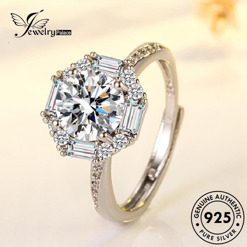 Jewelrypalace Perak Asli Moissanite925 Temperamen Cincin Wanita Snowflake Berlian R1141