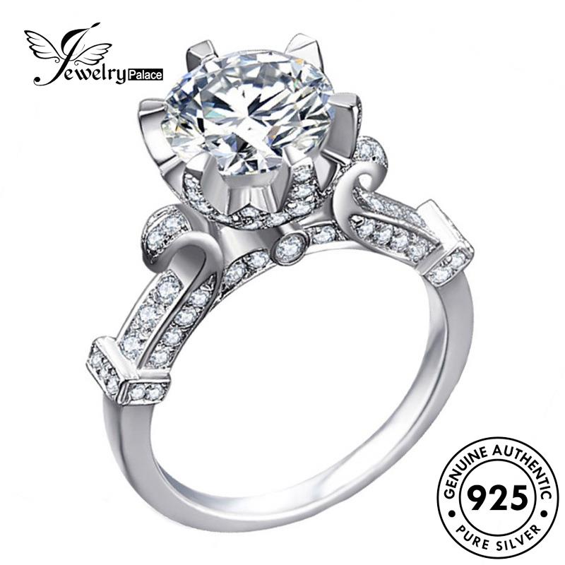 Jewelrypalace Berlian Wanita Moissanite Asli Cincin Mewah Bunga925 Perak R1467