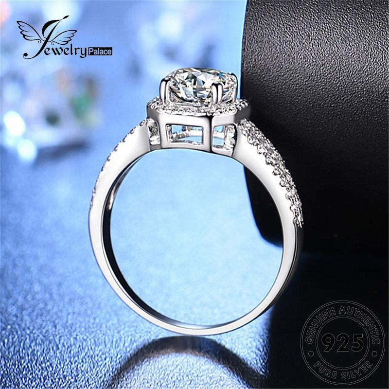 Jewelrypalace Asli Wanita Cincin Berlian925 Kotak Klasik Moissanite Perak R1656