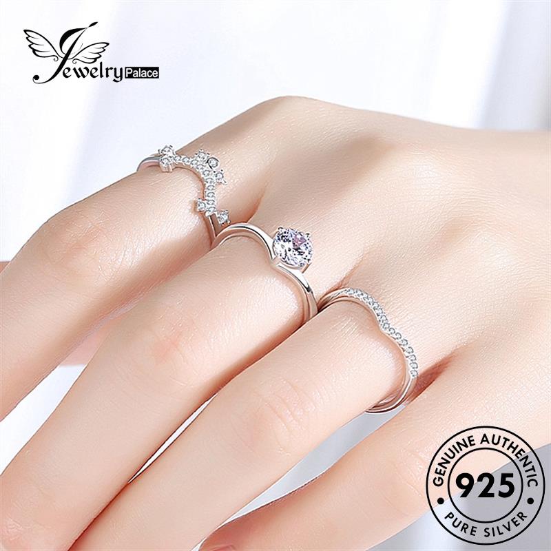 Jewelrypalace Cincin Emas Couple Moissanite Berlian Silver Mahkota Kreatif925Asli R1368