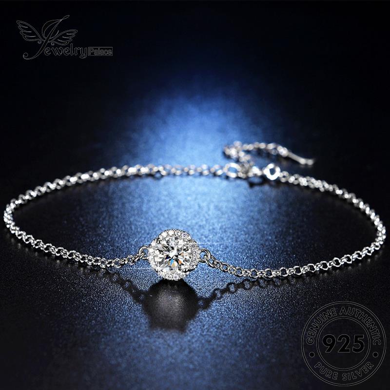 Jewelrypalace Gelang Perak Moissanite Bulat Wanita Asli Berlian925 Berlian Fashion B9