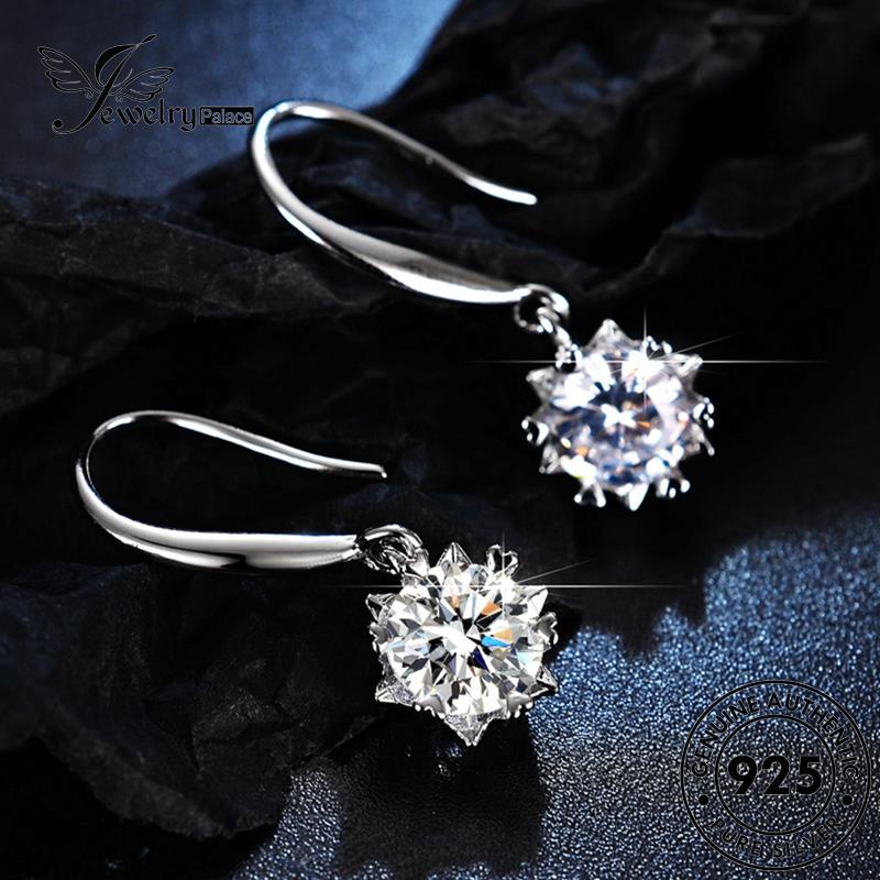 Jewelrypalace Anting925 Wanita Asli Snowflake Moissanite Perak Kait Berlian E15