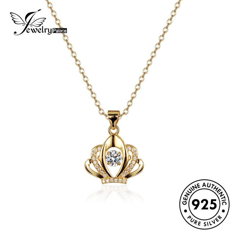 Jewelrypalace Wanita Perak Asli Moissanite Fashion925 Emas Berlian Kalung Mahkota N27