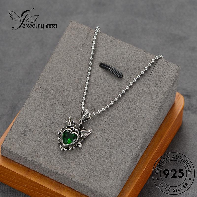 Perhiasanpalace Perak Love925 Kalung Fashion Emerald Wanita Asli N33