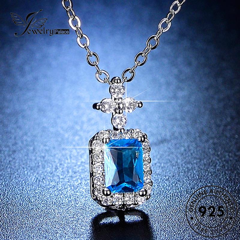 Jewelrypalace Kalung Perak Safir925 Wanita Asli Berlian Kotak Fashion N67