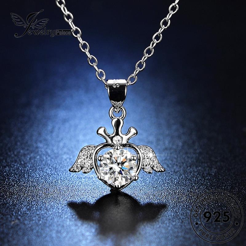 Jewelrypalace Wanita Asli925 Mahkota Perak Fashion Moissanite Kalung Angel Diamond N85