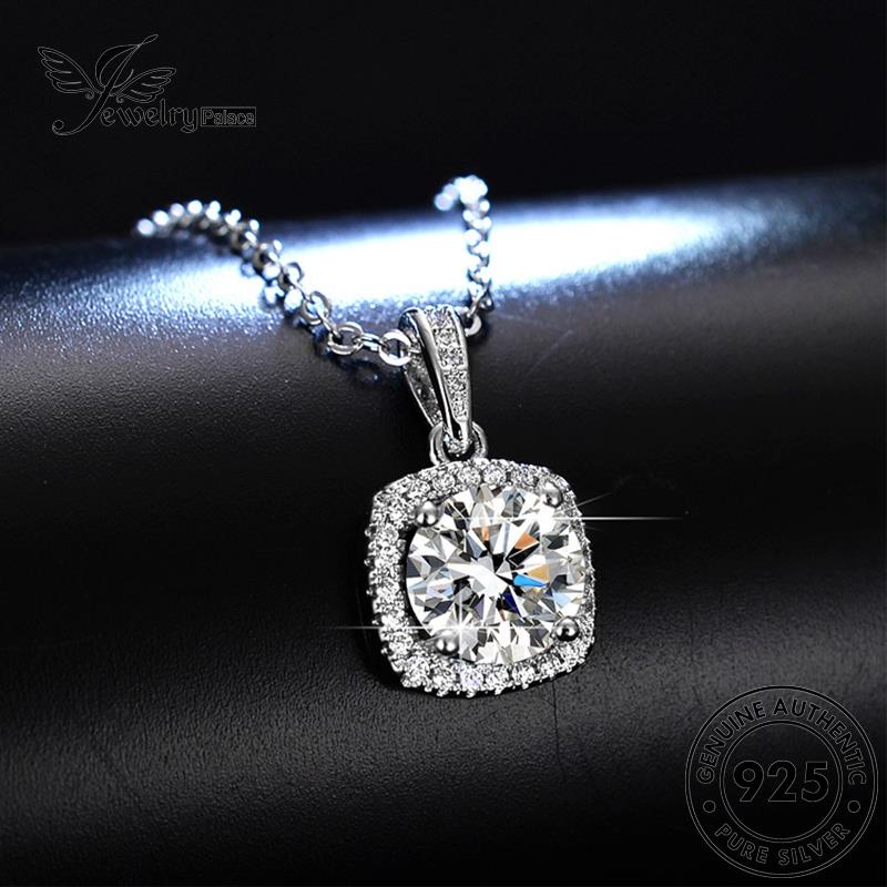 Jewelrypalace Berlian Perak Wanita Moissanite Berlian925 Persegi Simple Asli Kalung N58