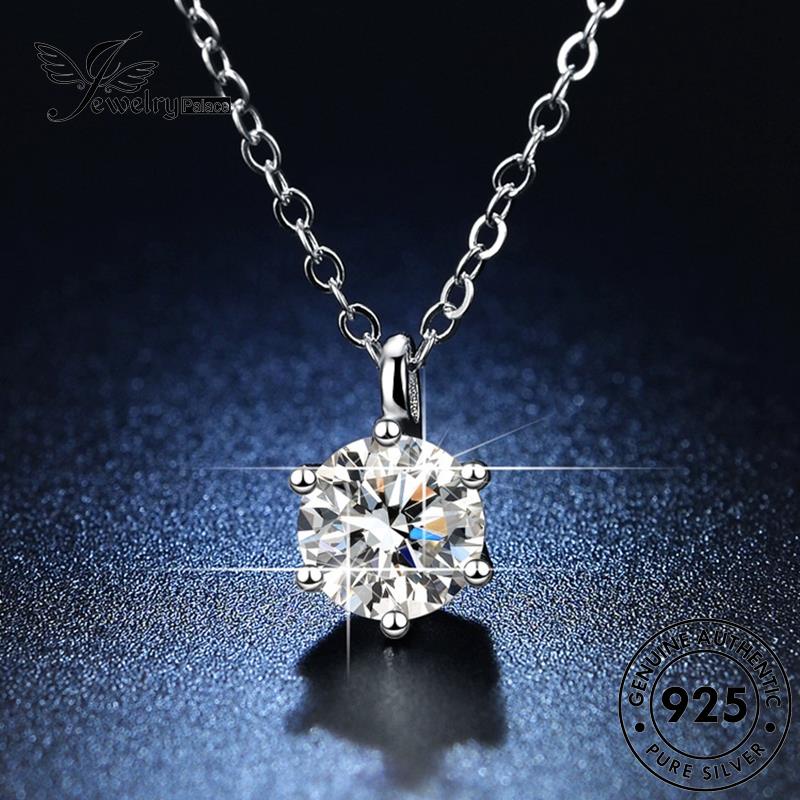 Jewelrypalace Moissanite Kalung Berlian Enam Simple Wanita925 Cakar Perak Asli N97