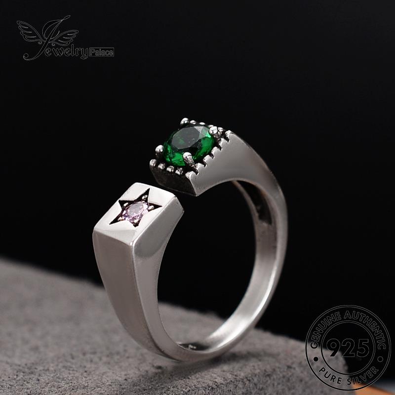 Jewelrypalace Cincin Wanita Temperamen Perak925Bintang Asli Zamrud R86