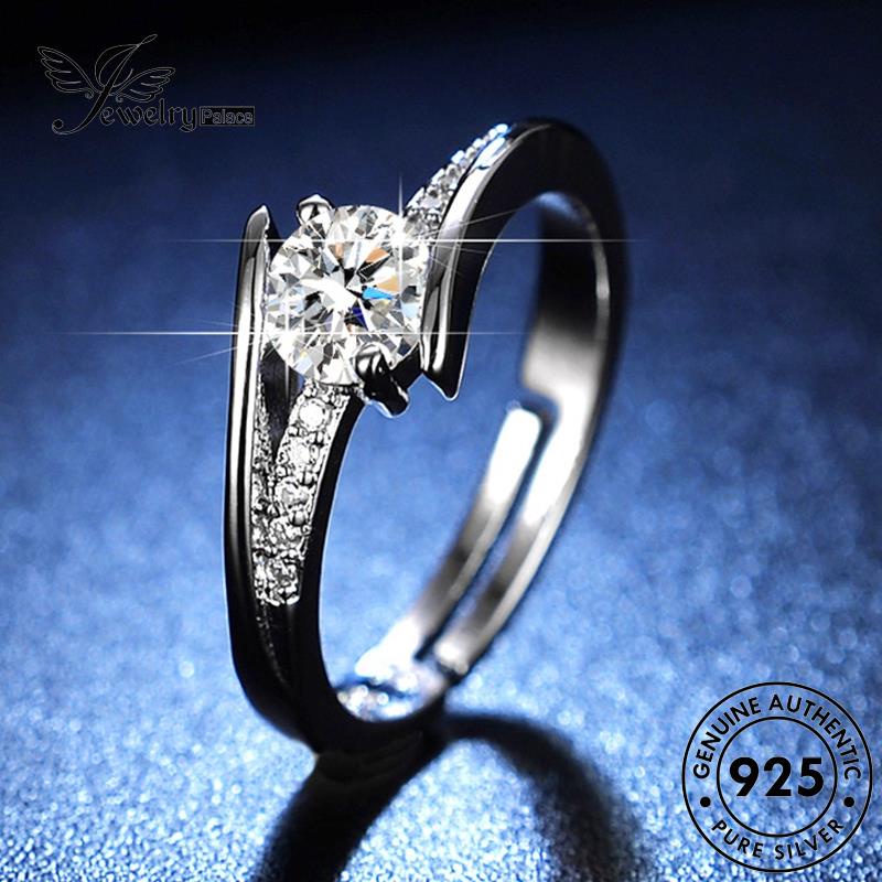 Tempat Perhiasan Wanita925 Cincin Perak Asli Klasik Moissanite Berlian R135