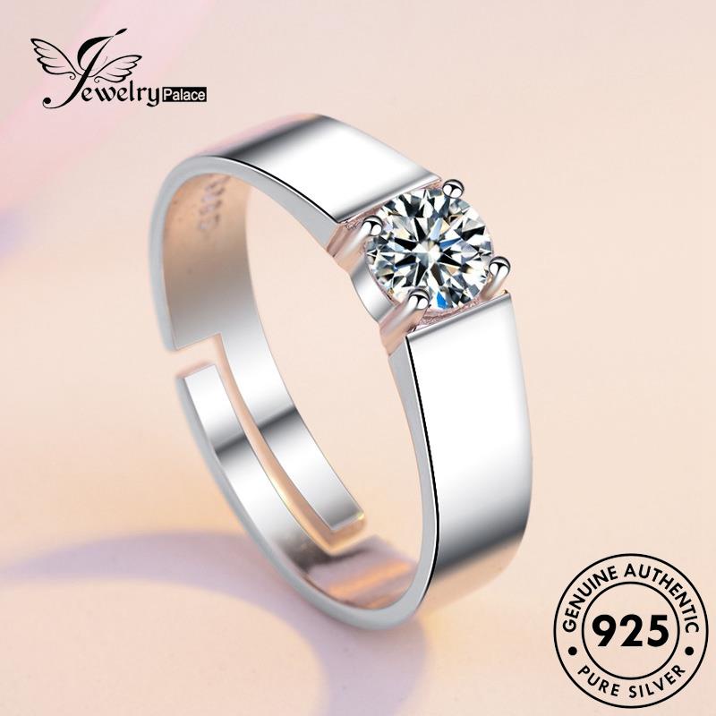 Jewelrypalace Berlian Perak Asli Cincin Pria925 Moissanite Klasik R372