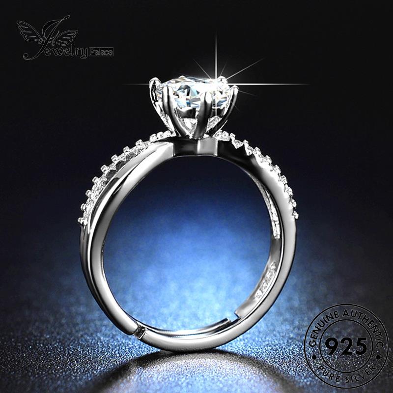 Perhiasantempat Cincin Berlian Interweave Perak Asli Moissanite Klasik925 Wanita R401