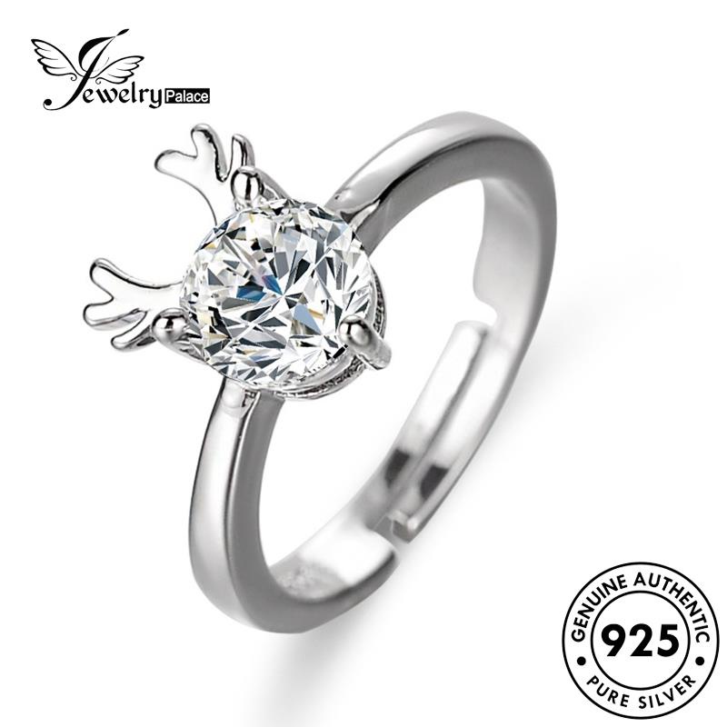 Jewelrypalace Kreatif Perak Asli Wanita Moose 925 Moissanite Cincin Berlian R409