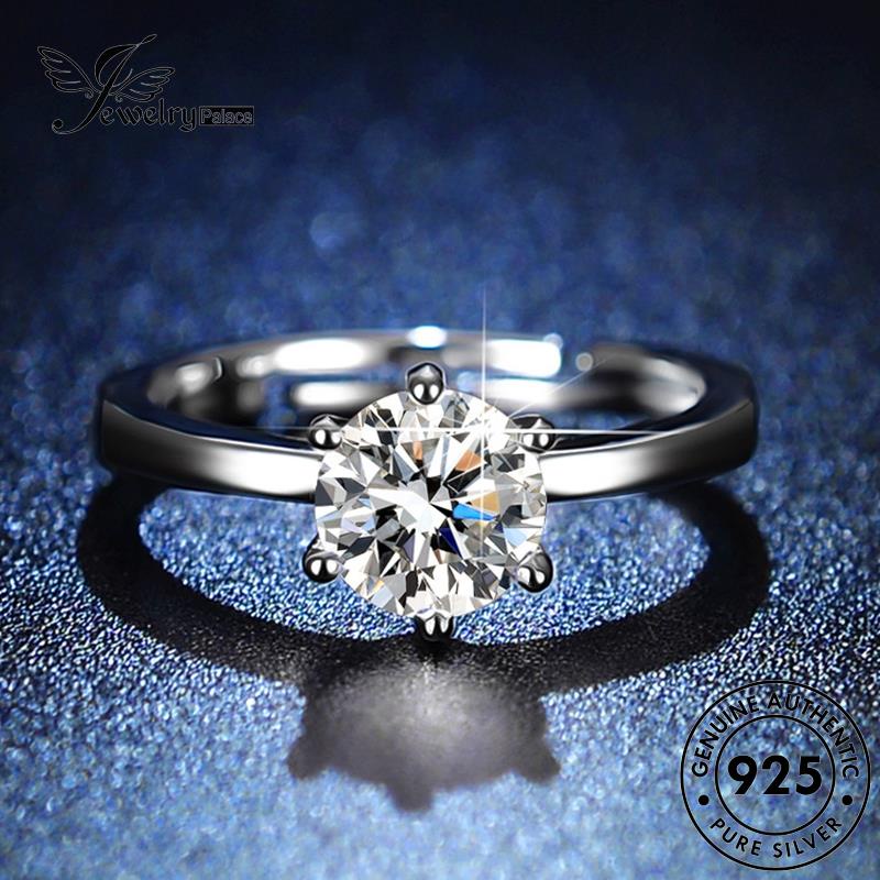 Jewelrypalace Cincin Moissanite Berlian Wanita Cakar Enam925 Perak Asli Simple R411