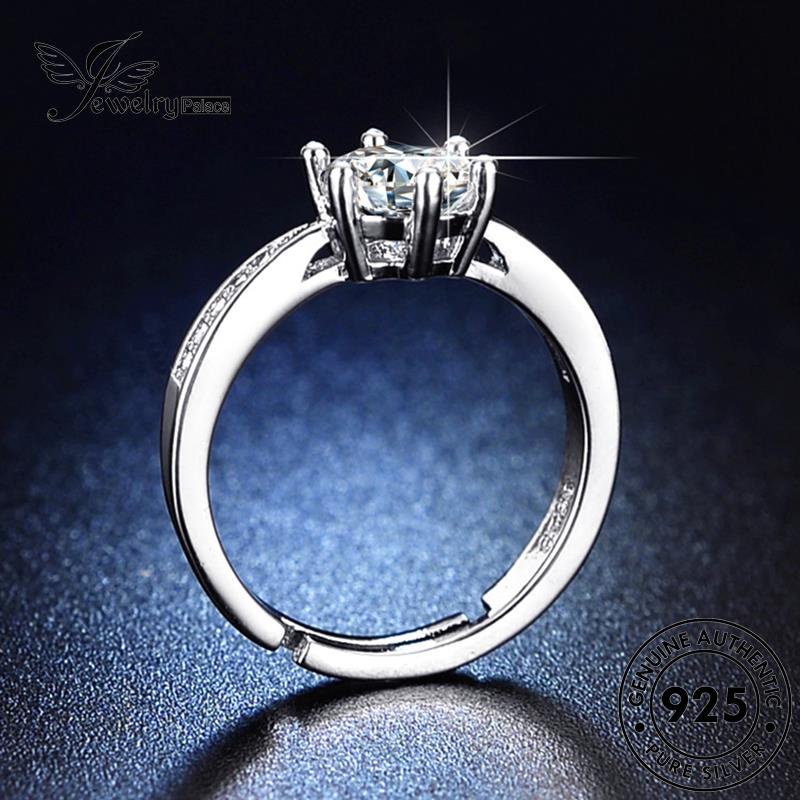 Jewelrypalace Perak Klasik Wanita Asli Cincin Moissanite Enam925 Cakar Berlian R418