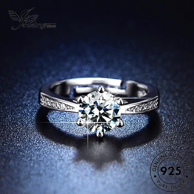 Jewelrypalace Perak Klasik Wanita Asli Cincin Moissanite Enam925 Cakar Berlian R418