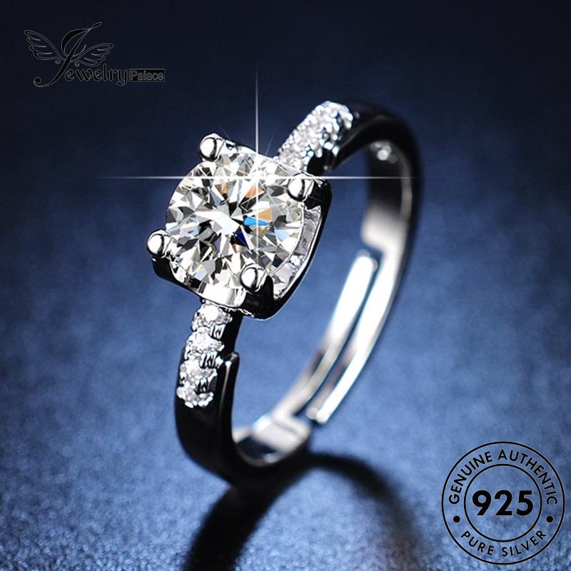 Jewelrypalace925 Klasik Banteng Asli Wanita Kepala Cincin Berlian Moissanite Perak R421