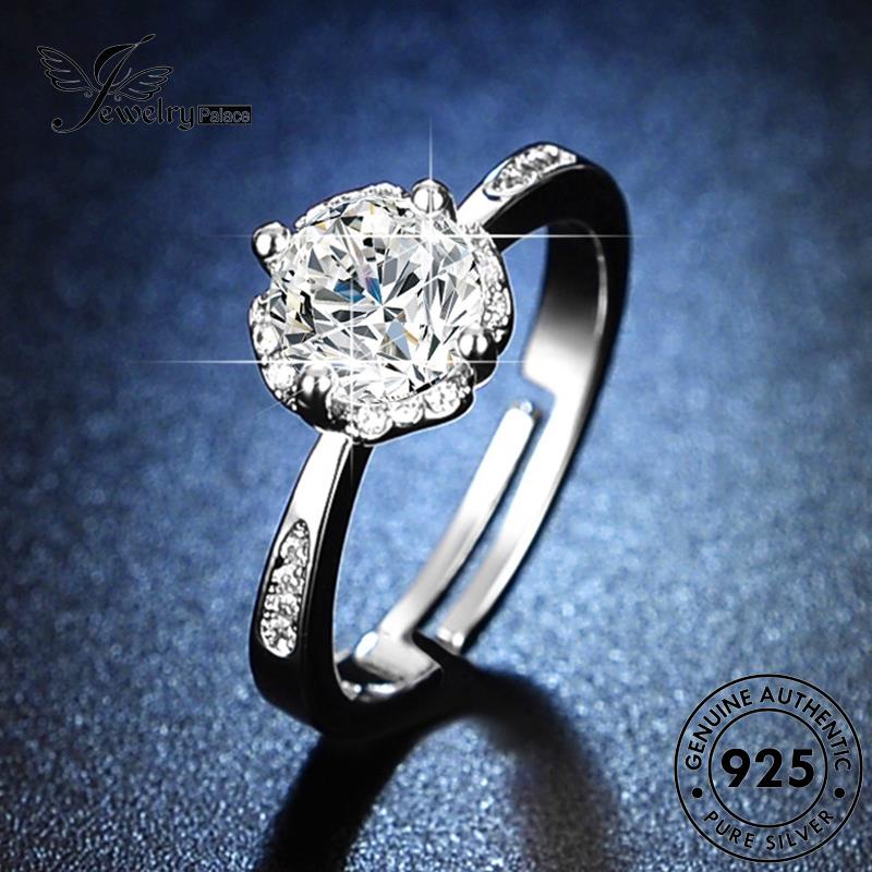 Jewelrypalace Cincin Moissanite Wanita Simple Lingkaran Perak925 Berlian Asli R429