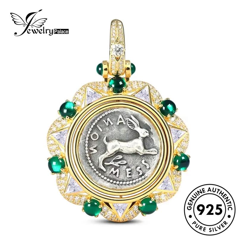 Jewelrypalace Perak Wanita Retro Peter Rabbit Asli Kalung Emerald925 N1602