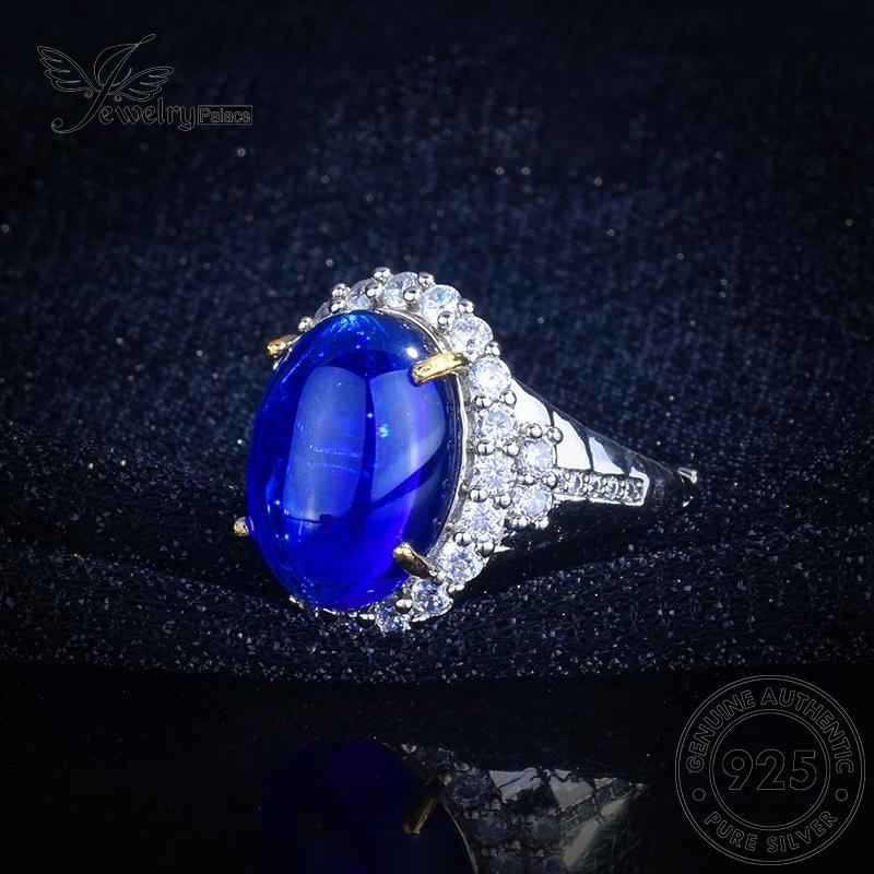 JEWELRYPALACE Wanita Perak Original korea Nikah Asli Sapphire Sterling Murni Oval Silver Cincin Silver Perhiasan Aksesori 925 Kawin R2587