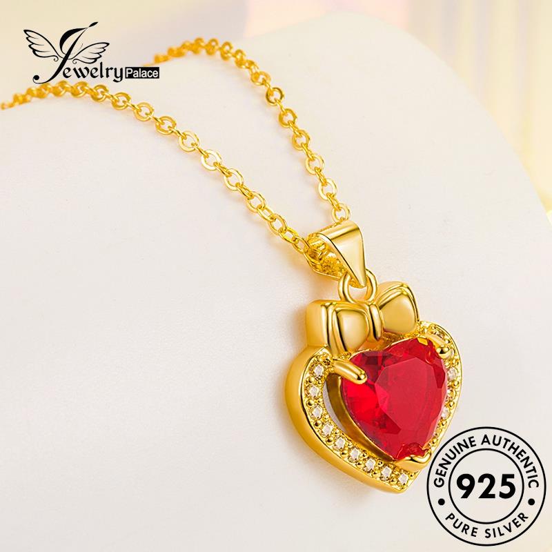 Jewelrypalace Silver Kalung Simple Asli Love Wanita925 Ruby N1124