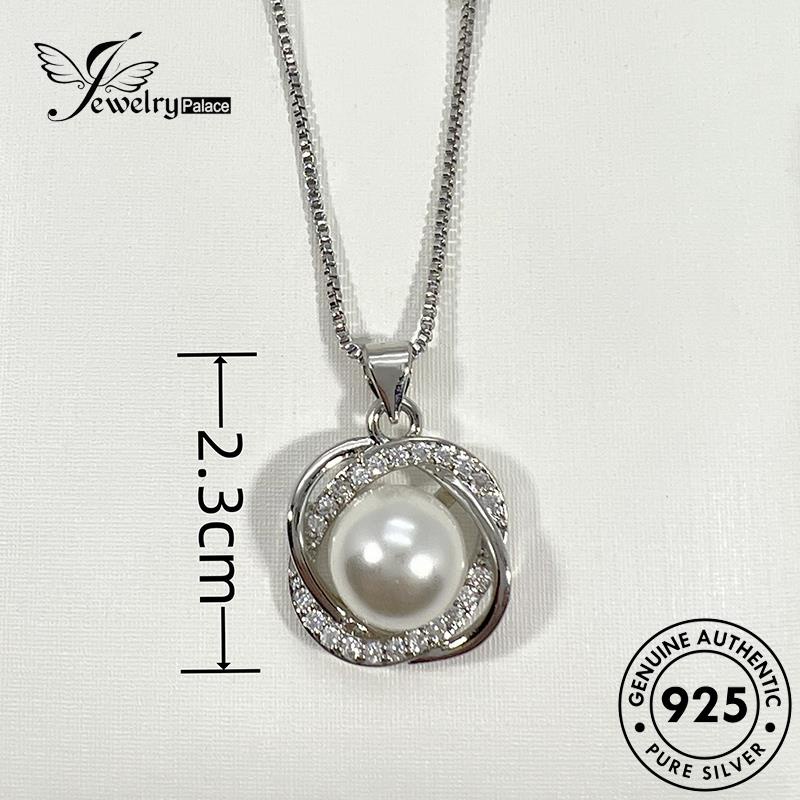 Jewelrypalace Wanita Kincir Angin925 Fashion Emas Asli Mutiara Kalung Perak N1126