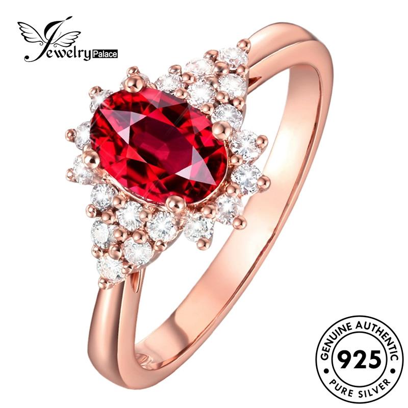 Jewelrypalace Cincin Ruby Perak925 Wanita Emas Asli R1739