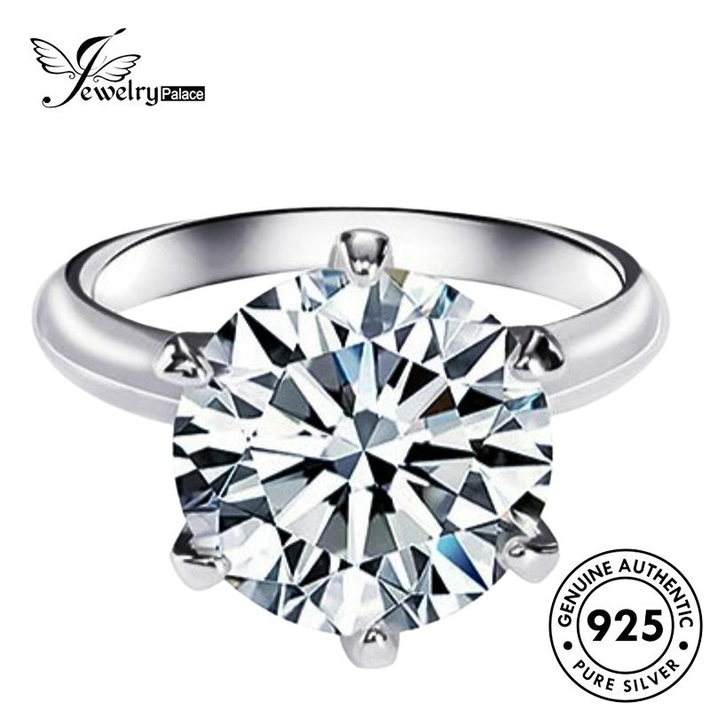 Jewelrypalace Berlian Perak Asli925 Cakar Emas Wanita Enam Cincin Moissanite R1742