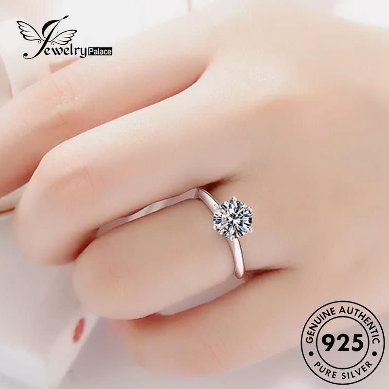 Jewelrypalace Berlian Perak Asli925 Cakar Emas Wanita Enam Cincin Moissanite R1742