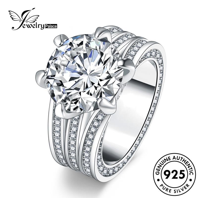 Jewelrypalace Cincin Moissanite Mewah Bunga Emas925 Asli Wanita Berlian Perak R1781