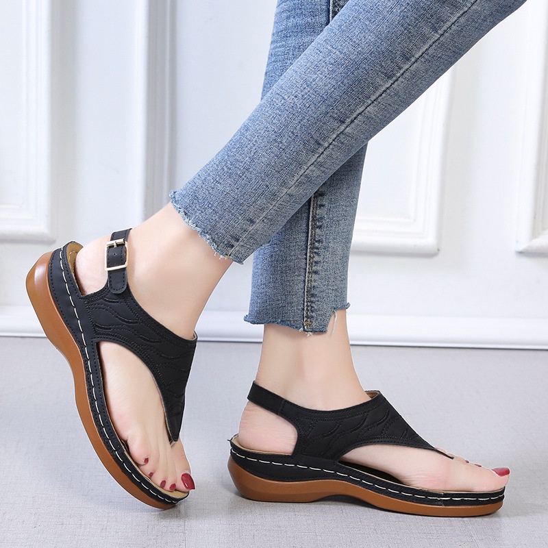 Sendal Wedges Fuji Perempuan Cewek Aesthetic Soft Slip On Flip Flop Cantik Bagus Comfort Fashion Terbaru Import 727