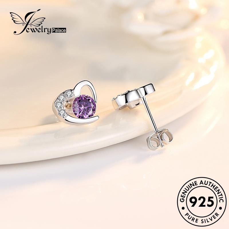Jewelrypalace Berlian Perak Asli Wanita Love Anting Tusuk Miring Moissanite925 E14