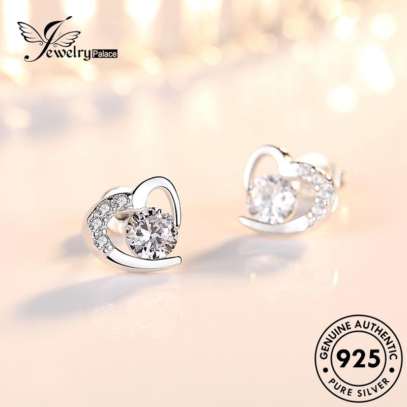 Jewelrypalace Berlian Perak Asli Wanita Love Anting Tusuk Miring Moissanite925 E14