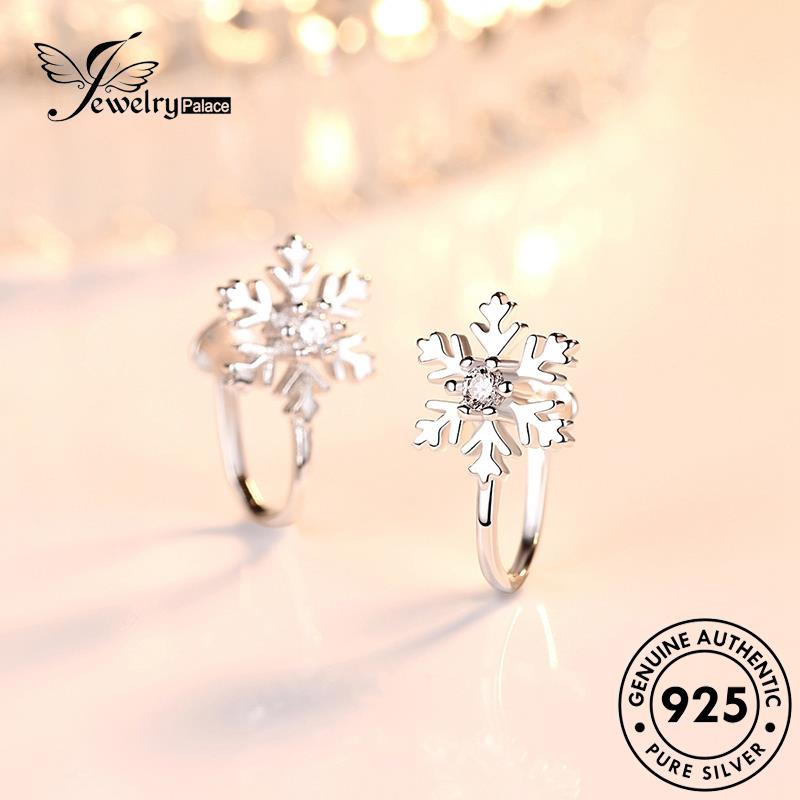 Jewelrypalace Wanita Perak Asli Anting Snowflake Stud925 Manis E21