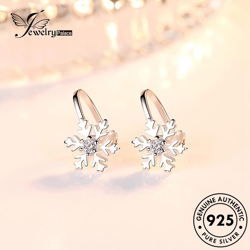 Jewelrypalace Wanita Perak Asli Anting Snowflake Stud925 Manis E21