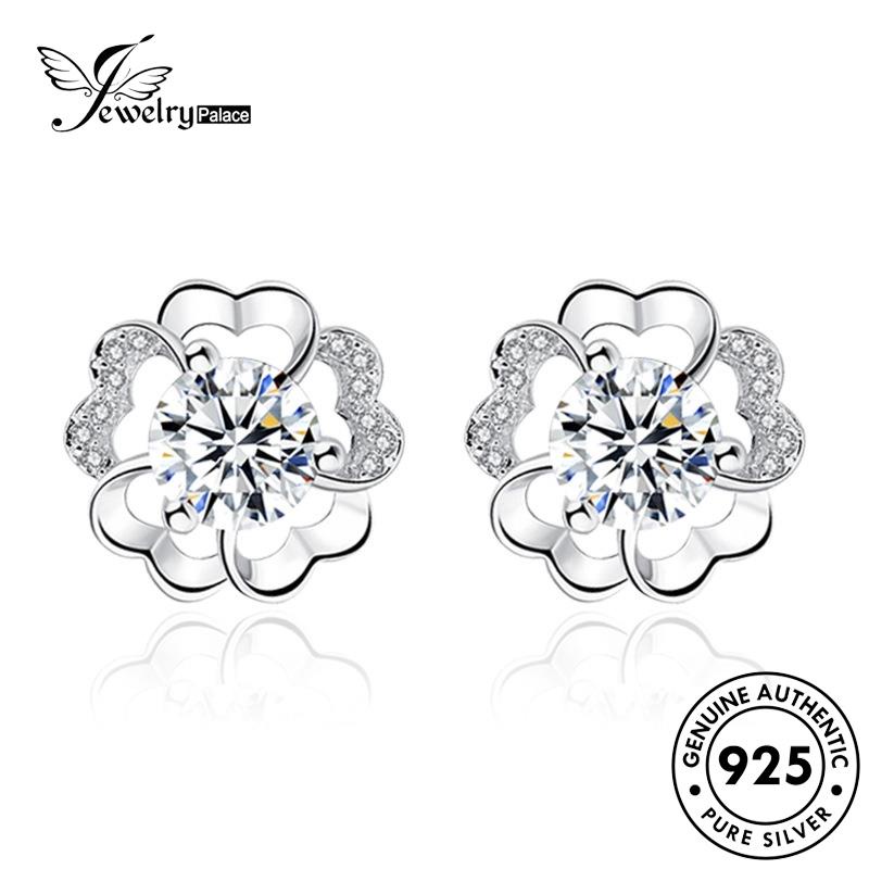 Jewelrypalace Stud Wanita Perak925 Asli Moissanite Anting Peach Berlian Fashion Blossom E119