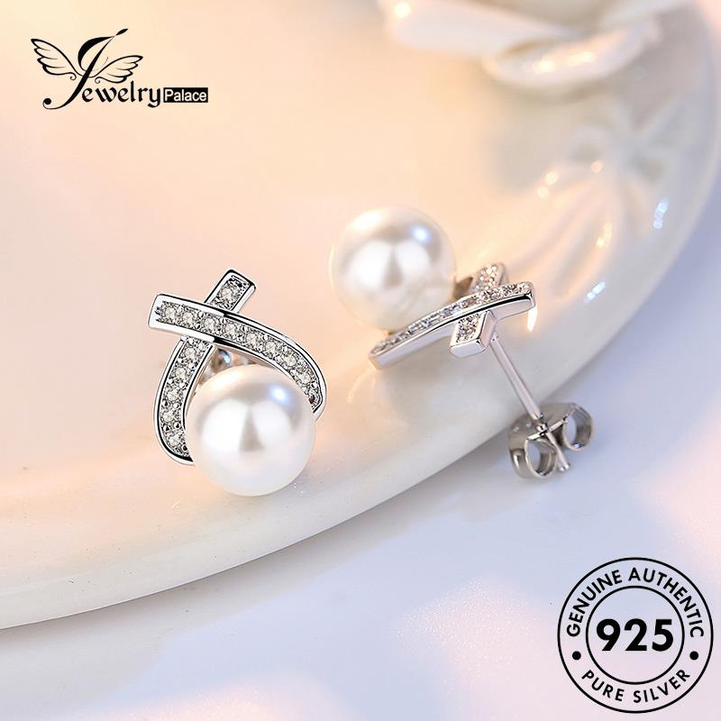 Jewelrypalace Simple Segitiga Wanita Mutiara Stud Perak Asli925 Anting E68