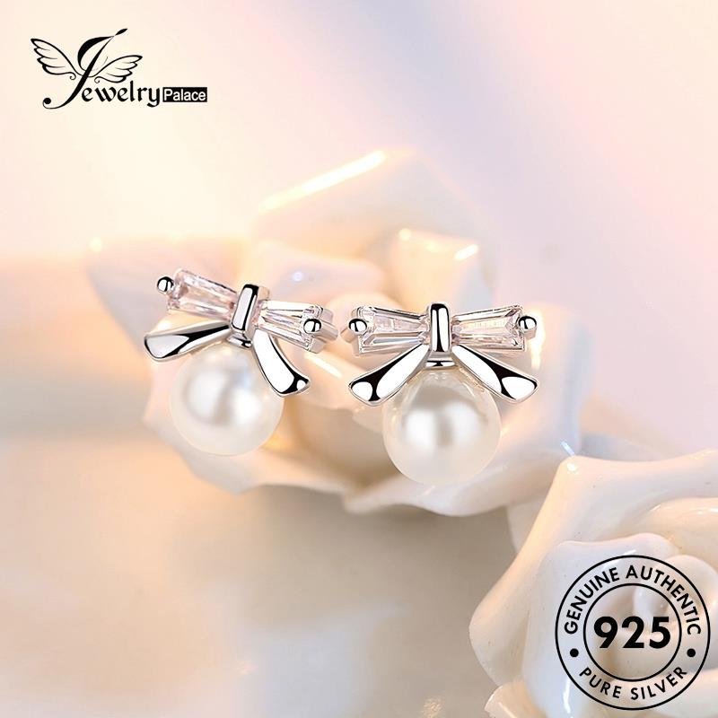 Jewelrypalace Dasi Wanita925Mutiara Asli Stud Anting Perak Bow E154