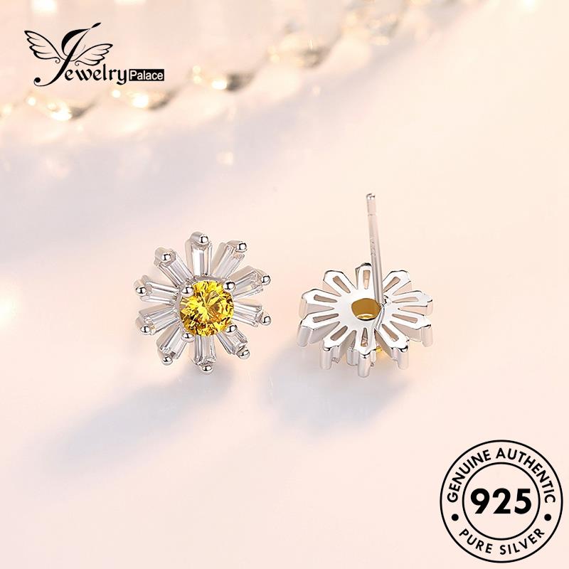 Jewelrypalace Anting Tusuk Krisan Lucu Perak Asli Wanita Citrine925 E184