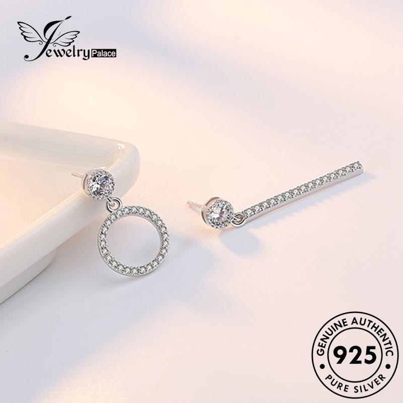 Jewelrypalace Asli Stud Perak Wanita Lingkaran Simple Anting Berlian925 Moissanite E129