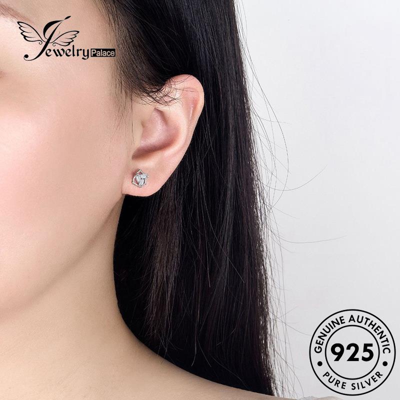 Jewelrypalace Asli Mutiara Stud Perak Emas Anting Segitiga Temperamen Wanita925 E214