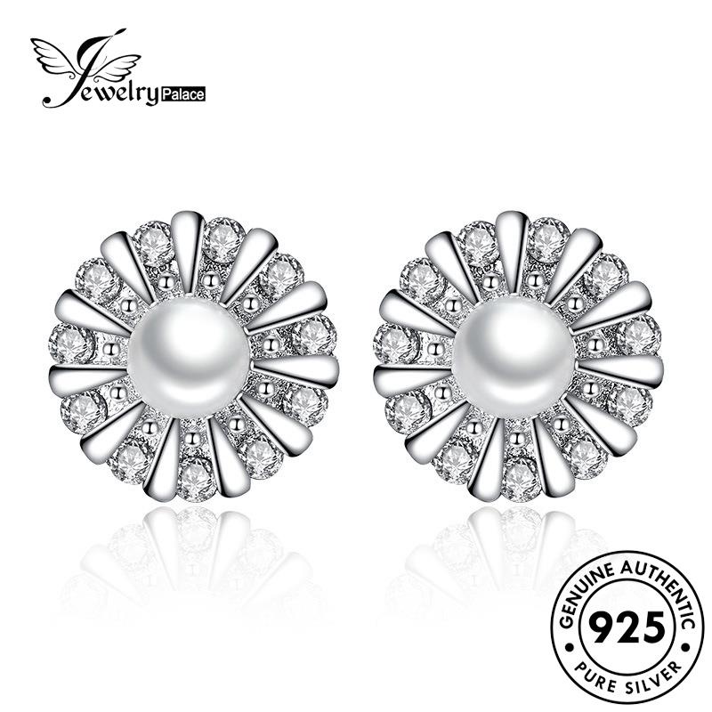 Jewelrypalace Perak Bunga Matahari Mutiara925 Anting Pribadi Asli Wanita Stud E229