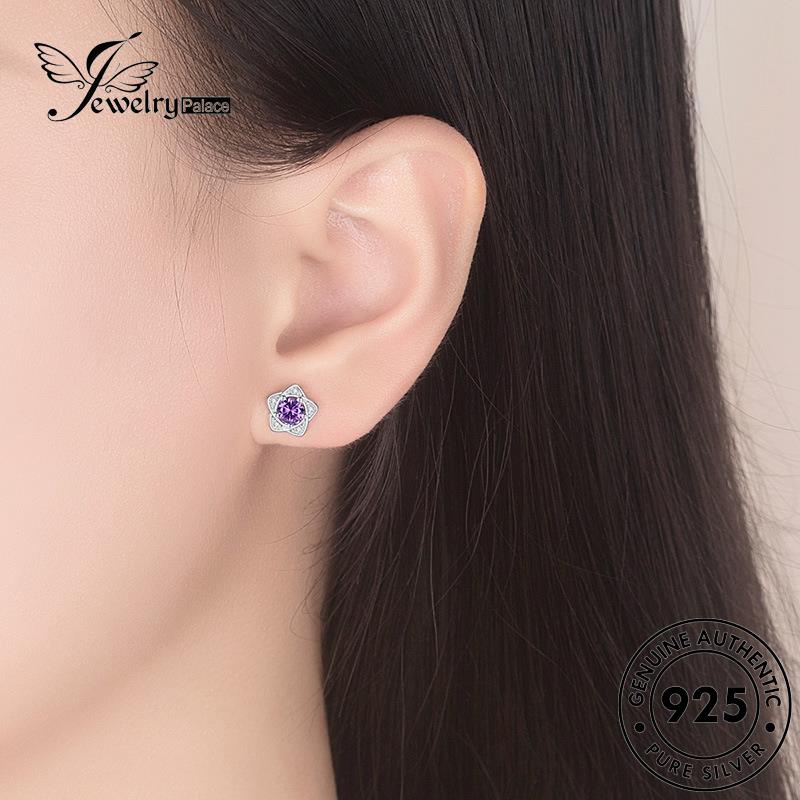 Jewelrypalace Anting Berujung Lima Temperamen Stud Kecubung Bintang Perak Asli925 Wanita E291