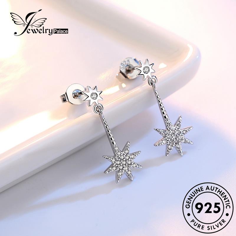 Jewelrypalace Stud Moissanite Anting Wanita Asli925 Temperamen Berlian Bintang Perak E294