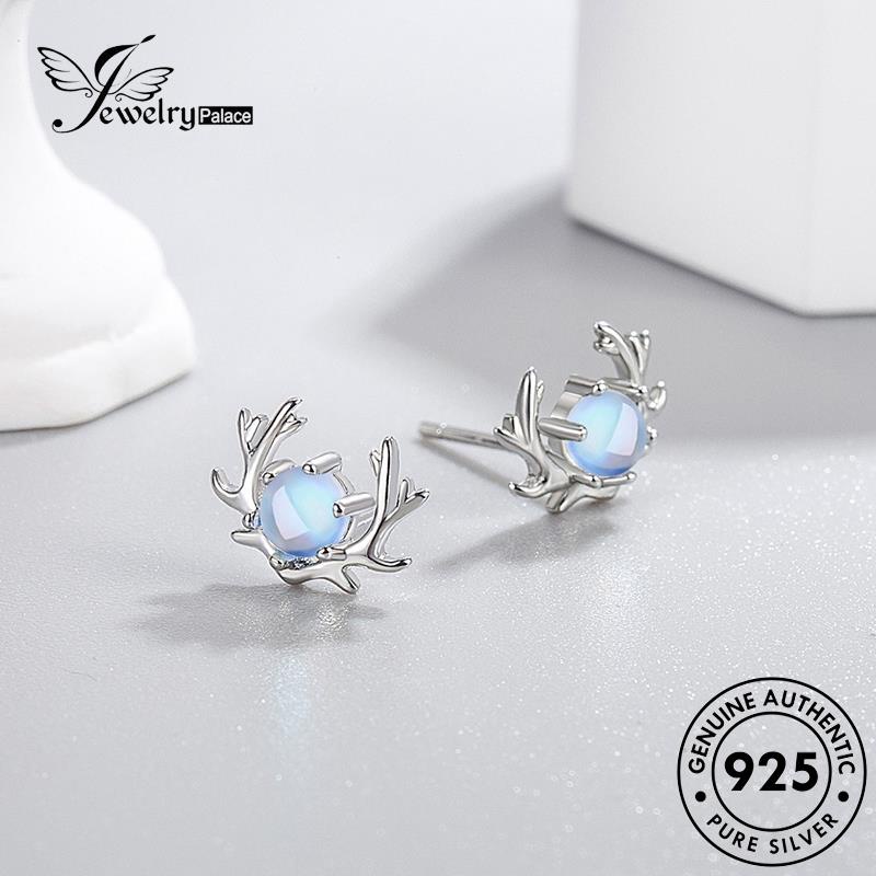 Jewelrypalace Wanita Kepribadian Asli Perak Moonstone925 Elk Stud Earrings E313